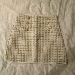 SHEIN Cream Tweed Mini Skirt